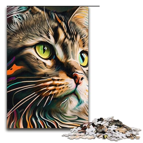 Puzzle für Erwachsene 1000 Teile Porträt Einer schönen Katze Geburtstagsgeschenk für Teenager ab 14 Jahren 1000 Teile (38 x 26 cm) von mowenbingpeng