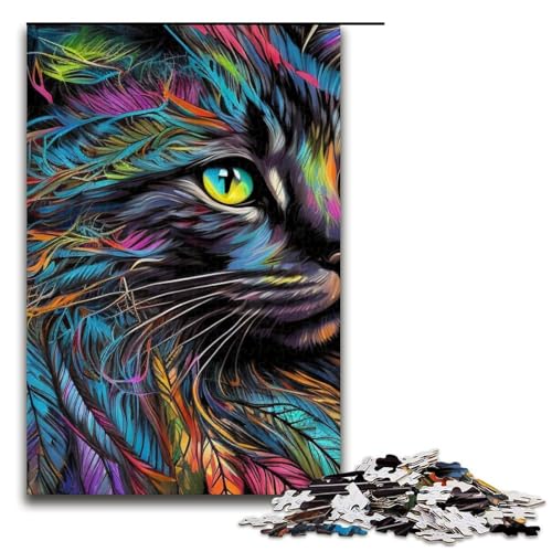 Puzzle für Erwachsene 1000 Teile Porträt Einer schönen Katze Holzpuzzle Lernspiel Herausforderungsspielzeug 1000 Teile (75 x 50 cm) von mowenbingpeng