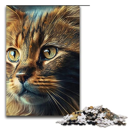 Puzzle für Erwachsene 1000 Teile Porträt Einer schönen Katze Papierpuzzle Lernspiel Herausforderungsspielzeug 1000 Teile (38 x 26 cm) von mowenbingpeng