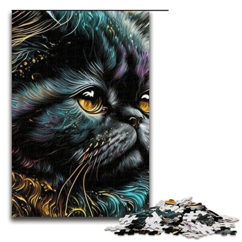 Puzzle für Erwachsene 1000 Teile Porträt Einer schönen Katze Puzzle Lernspiele für Zuhause DIY-Spielzeug tolles Geschenk für Spiele 1000 Teile (75 x 50 cm) von mowenbingpeng