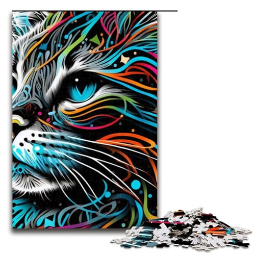 Puzzle für Erwachsene 1000 Teile Porträt Einer schönen Katze Puzzle für Erwachsene Holzpuzzle Familienspiele Weihnachts- und Geburtstagsgeschenke 1000 Teile (75 x 50 cm) von mowenbingpeng