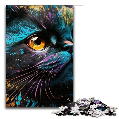 Puzzle für Erwachsene 1000 Teile Porträt Einer schönen Katze Puzzlespiel lustiges Spielzeug 1000 Teile (75 x 50 cm) von mowenbingpeng