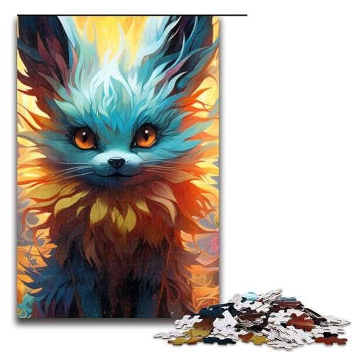 Puzzle für Erwachsene 1000 Teile Psychedelic Fox Family Holzpuzzle Lernspiel Herausforderungsspielzeug 1000 Teile (75 x 50 cm) von mowenbingpeng