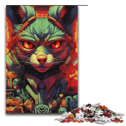 Puzzle für Erwachsene 1000 Teile Psychedelic Fox Puzzlespiel lustiges Spielzeug 1000 Teile (38 x 26 cm) von mowenbingpeng