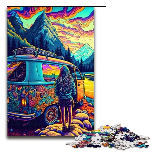 Puzzle für Erwachsene 1000 Teile Psychedelic Road Trip Holzpuzzle für Kinder Lernspiel 1000 Teile (75 x 50 cm) von mowenbingpeng