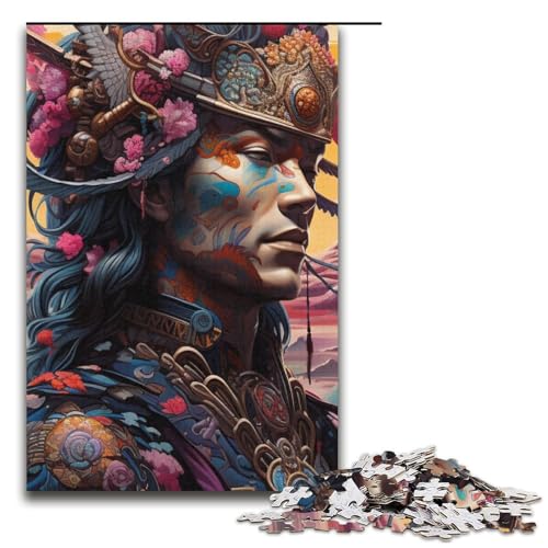 Puzzle für Erwachsene 1000 Teile Psychedelic Samurai Papierpuzzle für Kinder Lernspiel 1000 Teile (38 x 26 cm) von mowenbingpeng