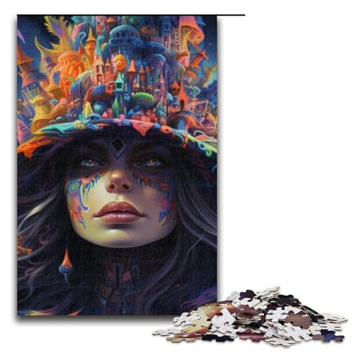 Puzzle für Erwachsene 1000 Teile Psychedelische Hexenfamilie Holzpuzzle Lernspiel Herausforderungsspielzeug 1000 Teile (75 x 50 cm) von mowenbingpeng