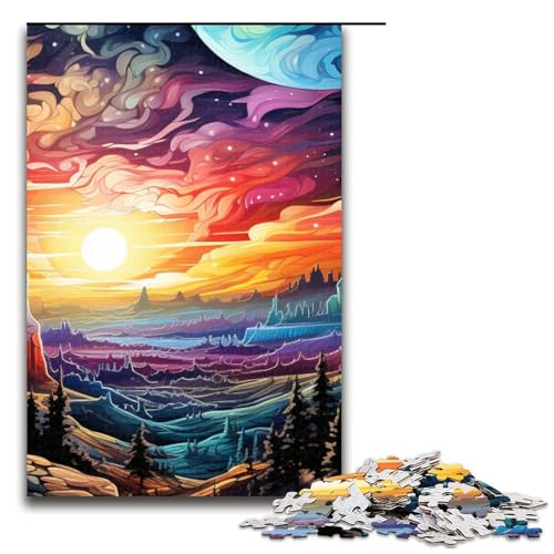Puzzle für Erwachsene 1000 Teile Psychedelischer Grand Canyon bei Nacht Puzzle Lernspiele für Zuhause DIY-Spielzeug tolles Geschenk für Spiele 1000 Teile (75 x 50 cm) von mowenbingpeng