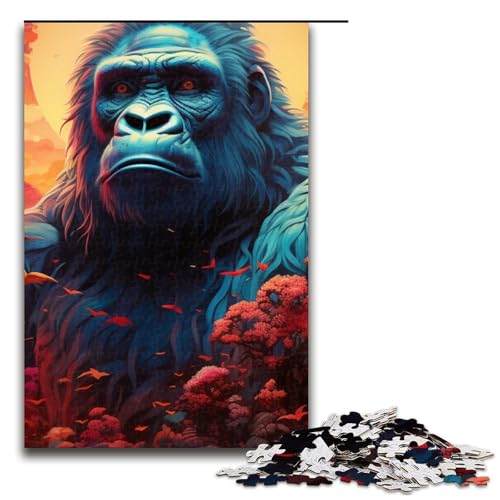 Puzzle für Erwachsene 1000 Teile Psychedelischer Orang-Utan im Dschungel Puzzlespiel Spielzeug lustig 1000 Teile (75 x 50 cm) von mowenbingpeng