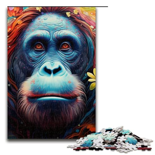 Puzzle für Erwachsene 1000 Teile Psychedelischer Orang-Utan im Dschungel Puzzlespiel Spielzeug lustig 1000 Teile (75 x 50 cm) von mowenbingpeng