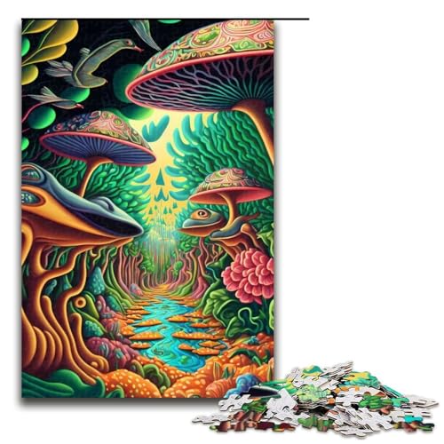 Puzzle für Erwachsene 1000 Teile Psychedelischer Pilzwald Puzzlespiele Spielzeug Geschenk geeignet für die Schreibtischdekoration 1000 Teile (75 x 50 cm) von mowenbingpeng