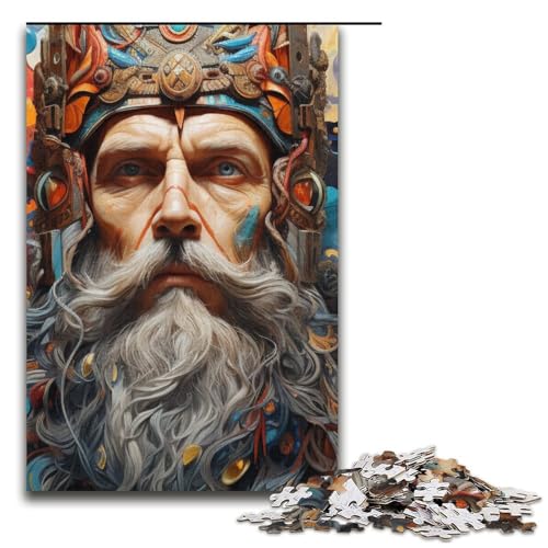 Puzzle für Erwachsene 1000 Teile Psychedelischer Ragnar König von Norwegen Puzzlespiel lustiges Spielzeug 1000 Teile (38 x 26 cm) von mowenbingpeng