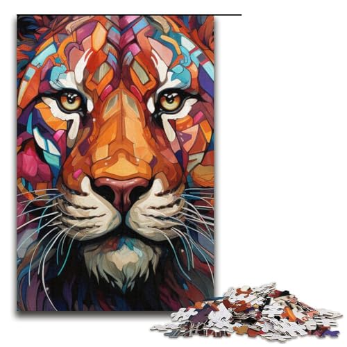 Puzzle für Erwachsene 1000 Teile Psychedelischer Tiger Puzzlespiel lustiges Spielzeug 1000 Teile (38 x 26 cm) von mowenbingpeng