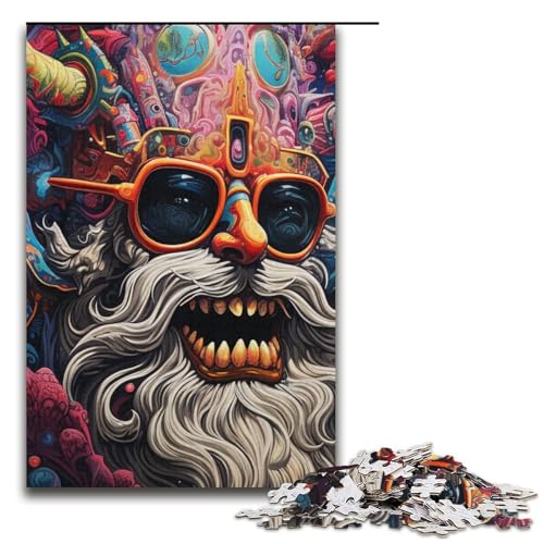 Puzzle für Erwachsene 1000 Teile Psychedelischer Weihnachtsmann-Teufel Lernspiele für Zuhause DIY-Spielzeug tolles Geschenk für Spiele 1000 Teile (38 x 26 cm) von mowenbingpeng