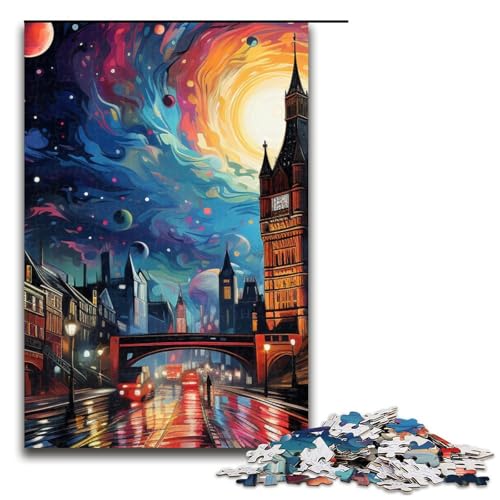 Puzzle für Erwachsene 1000 Teile Psychedelisches London bei Nacht Geburtstagsgeschenk für Teenager ab 14 Jahren 1000 Teile (75 x 50 cm) von mowenbingpeng