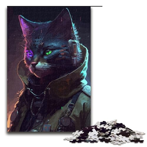 Puzzle für Erwachsene 1000 Teile Punk Cat Puzzles Spiel Spielzeug Lustige 1000 PCS von mowenbingpeng