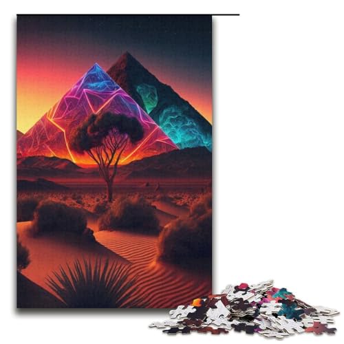 Puzzle für Erwachsene 1000 Teile Pyramiden-Puzzle mit leuchtender Geometrie jedes Teil ist einzigartig anspruchsvolles Familienspiel 1000 Teile (38 x 26 cm) von mowenbingpeng