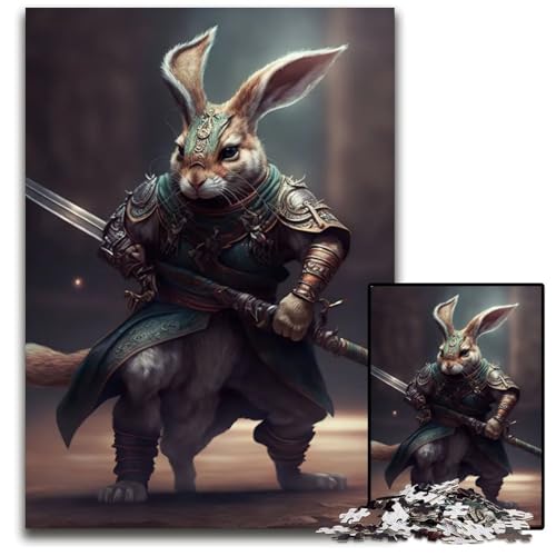 Puzzle für Erwachsene 1000 Teile RamboKaninchen TierPuzzle für Erwachsene Lernspielzeug für Teenager HeimbüroDekoration 1000 Teile (75 x 50 cm) von mowenbingpeng