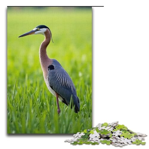 Puzzle für Erwachsene 1000 Teile Reisfeldreiher Holzpuzzle für Kinder Lernspiel 1000 Teile (38 x 26 cm) von mowenbingpeng