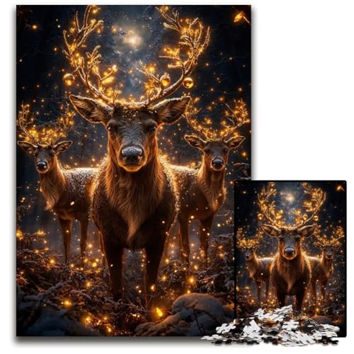 Puzzle für Erwachsene 1000 Teile RentierWeihnachtsbeleuchtung Unmögliches Puzzle für Erwachsene pädagogisches Denkspiel künstlerische HeimbüroDekoration ab 14 Jahren 1000 Teile (38 x 26 cm) von mowenbingpeng