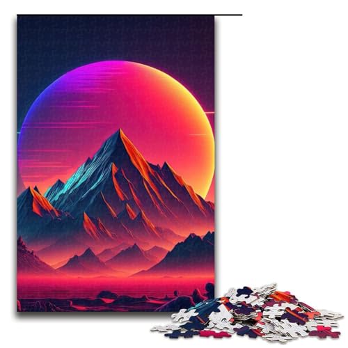 Puzzle für Erwachsene 1000 Teile Retro-Bergsonnenuntergang Geburtstagsgeschenk für Teenager ab 14 Jahren 1000 Teile (75 x 50 cm) von mowenbingpeng
