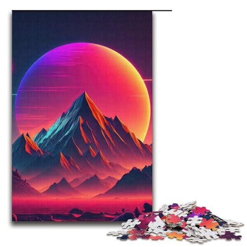 Puzzle für Erwachsene 1000 Teile Retro-Bergsonnenuntergang Puzzle Spiele Spielzeug Geschenk geeignet für die Schreibtischdekoration 1000 Teile (38 x 26 cm) von mowenbingpeng
