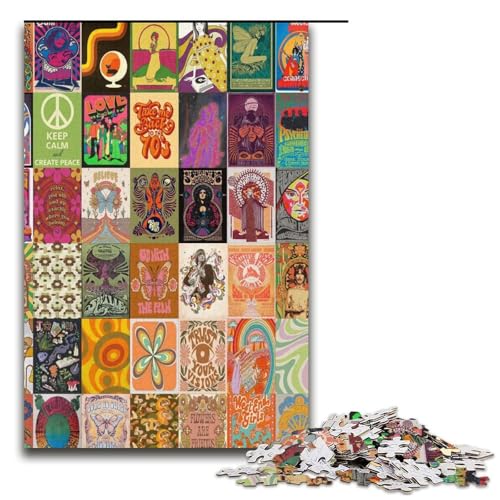 Puzzle für Erwachsene 1000 Teile Retro-Psychedelisches Puzzle Geburtstagsgeschenk für Teenager ab 14 Jahren 1000 Teile (38 x 26 cm) von mowenbingpeng