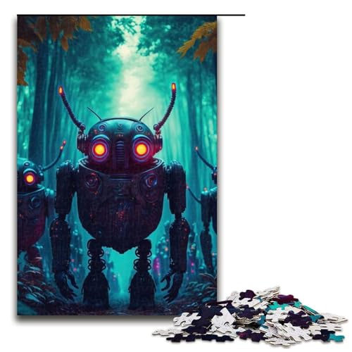 Puzzle für Erwachsene 1000 Teile Roboter im Wald Puzzle Spiele Spielzeug Geschenk Geeignet für Desktop-Dekoration 1000 PCS (75x50cm) von mowenbingpeng