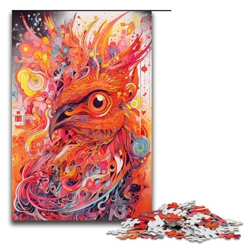Puzzle für Erwachsene 1000 Teile Roter Phönix Vogel Holzpuzzle Lernspiel Herausforderungsspielzeug 1000 Teile (75 x 50 cm) von mowenbingpeng