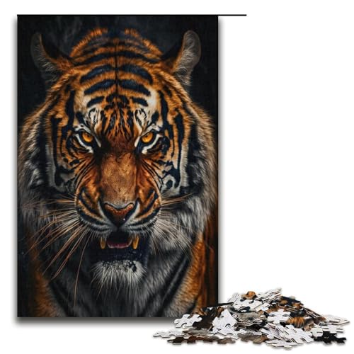 Puzzle für Erwachsene 1000 Teile Savage Saber Tooth Tigers Puzzle Lernspiele für Zuhause DIY Spielzeug tolles Geschenk für Spiele 1000 Teile (38 x 26 cm) von mowenbingpeng