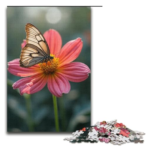 Puzzle für Erwachsene 1000 Teile Schmetterling Liebe Blume Holzpuzzle Lernspiel Herausforderungsspielzeug 1000 Teile (38 x 26 cm) von mowenbingpeng
