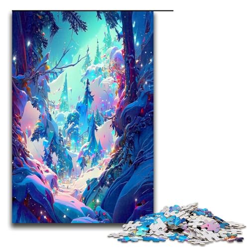 Puzzle für Erwachsene 1000 Teile Schneeszene Puzzle Spiele Spielzeug Geschenk geeignet für die Schreibtischdekoration 1000 Teile (75 x 50 cm) von mowenbingpeng