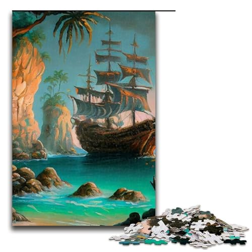 Puzzle für Erwachsene 1000 Teile Segel-Piratenschiff Heimdekoration Puzzle-Spielzeug Geschenk für die ganze Familie 1000 Teile (75 x 50 cm) von mowenbingpeng