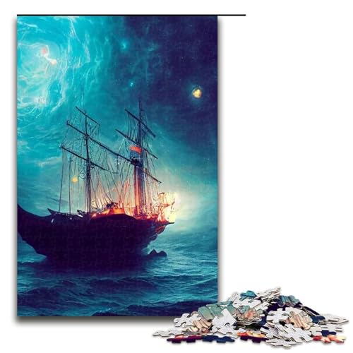 Puzzle für Erwachsene 1000 Teile Segel-Piratenschiff Puzzle Lernspiele für Zuhause DIY-Spielzeug tolles Geschenk für Spiele 1000 Teile (75 x 50 cm) von mowenbingpeng