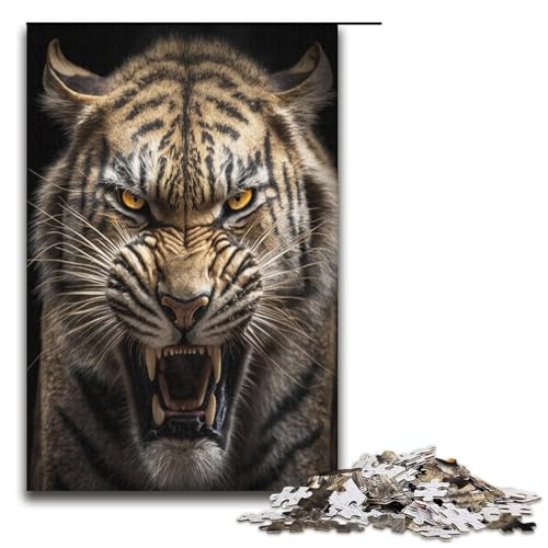 Puzzle für Erwachsene 1000 Teile Sibirische Tigerfamilie Holzpuzzle Lernspiel Herausforderungsspielzeug 1000 Teile (38 x 26 cm) von mowenbingpeng
