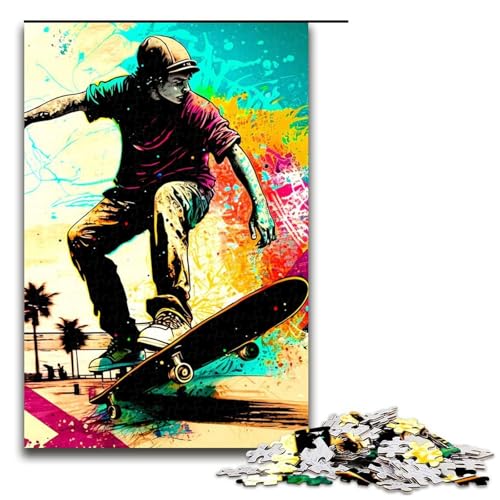 Puzzle für Erwachsene 1000 Teile Skateboard Unmögliches Puzzle Familienspiel Stressabbau Schwierige Herausforderung 1000 PCS von mowenbingpeng