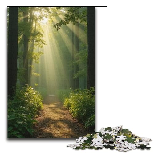 Puzzle für Erwachsene 1000 Teile Sonnenlicht durchdringt die Bäume Familien-Holzpuzzle Lernspiel Herausforderungsspielzeug 1000 Teile (38 x 26 cm) von mowenbingpeng
