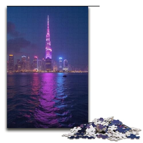 Puzzle für Erwachsene 1000 Teile Stadt-Neonlichter Puzzlespiele Spielzeug Geschenk geeignet für die Schreibtischdekoration 1000 Teile (38 x 26 cm) von mowenbingpeng