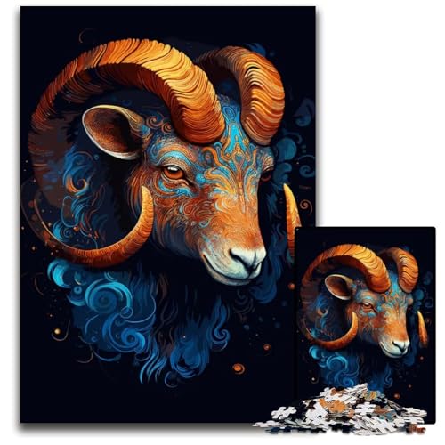 Puzzle für Erwachsene 1000 Teile Sternzeichen Widder Holzpuzzle perfekt für Familienfeiern Geburtstage Feiertage 1000 Teile (75 x 50 cm) von mowenbingpeng