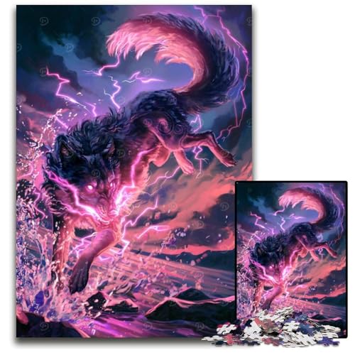 Puzzle für Erwachsene 1000 Teile Storm Wolf Puzzles für Erwachsene Denkspiel für Teenager Familieninteraktion 1000 Teile (38 x 26 cm) von mowenbingpeng