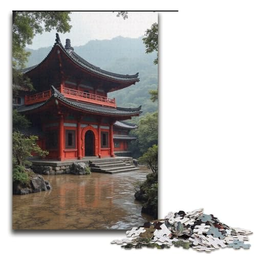 Puzzle für Erwachsene 1000 Teile Tempel Holzpuzzle für Kinder Lernspiel 1000 Teile (38 x 26 cm) von mowenbingpeng