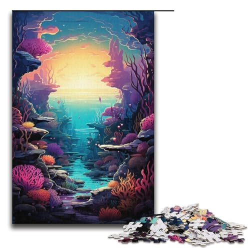 Puzzle für Erwachsene 1000 Teile Tiefsee farbenfrohes psychedelisches Puzzle Lernspiele für Zuhause DIY-Spielzeug tolles Geschenk für Spiele 1000 Teile (38 x 26 cm) von mowenbingpeng