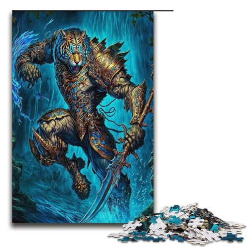 Puzzle für Erwachsene 1000 Teile Tigermuster zum Zusammenbauen hilft dem Gehirn süchtig machendes Spielzeug zur Förderung der Geduld 1000 Teile (38 x 26 cm) von mowenbingpeng