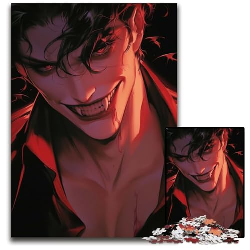 Puzzle für Erwachsene 1000 Teile VampirporträtPuzzle perfekt für Teenager Sammler ideale Heimdekoration Reisegeschenk 1000 Teile (75 x 50 cm) von mowenbingpeng