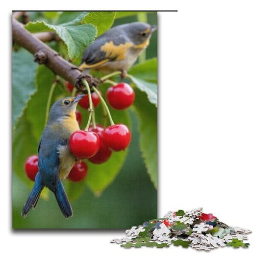 Puzzle für Erwachsene 1000 Teile Vögel picken nach Reifen Kirschen Puzzle Lernspiele für Zuhause DIY-Spielzeug tolles Geschenk für Spiele 1000 Teile (38 x 26 cm) von mowenbingpeng