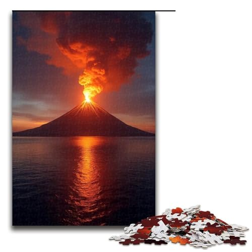 Puzzle für Erwachsene 1000 Teile Vulkanausbruch-Puzzle Holzpuzzle Lernspiel Herausforderungsspielzeug 1000 Teile (75 x 50 cm) von mowenbingpeng
