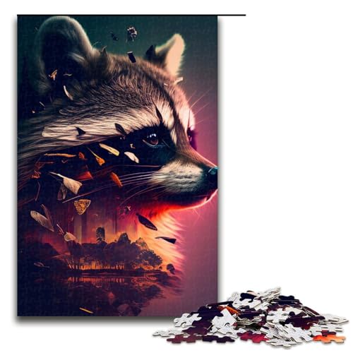 Puzzle für Erwachsene 1000 Teile Waschbär Tier Holzpuzzle für Kinder Lernspiel 1000 PCS Puzzle für Erwachsene 1000 Teile Waschbär Tier Holzpuzzle für Kinder Lernspiel 1000 PCS von mowenbingpeng