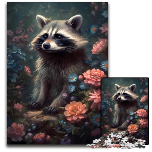 Puzzle für Erwachsene 1000 Teile Waschbär unnatürliche Puzzles für Erwachsene Denkspiel für Teenager Familieninteraktion 1000 Teile (75 x 50 cm) von mowenbingpeng