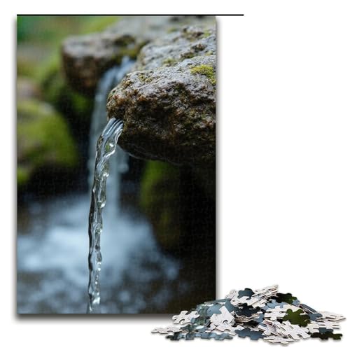 Puzzle für Erwachsene 1000 Teile Wasser tropft durch Stein Holzpuzzle Lernspiel Herausforderungsspielzeug 1000 Teile (75 x 50 cm) von mowenbingpeng