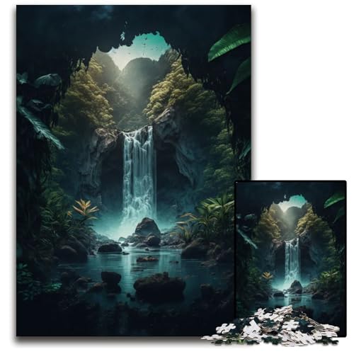 Puzzle für Erwachsene 1000 Teile Wasserfall im Wald Naturpuzzles für Erwachsene Lernspielzeug für Jugendliche HeimbüroDekoration 1000 PCS (75 x 50 cm) von mowenbingpeng